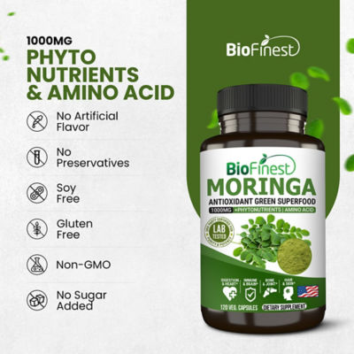 Biofinest 辣木葉1000毫克補充劑（120粒素食膠囊） 8