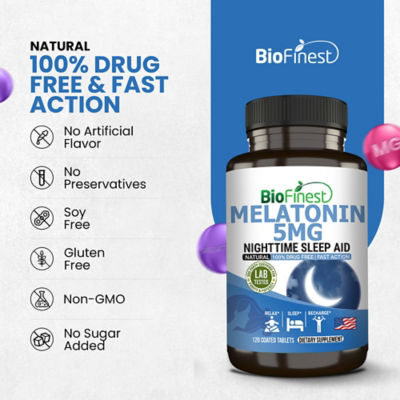 Biofinest 褪黑素5毫克補充劑（120片包衣片） 8