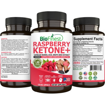 Biofinest 覆盆子酮1000毫克補充劑（120粒素食膠囊） 2