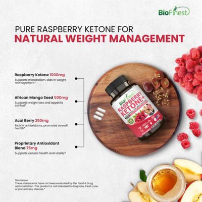Biofinest 覆盆子酮1000毫克補充劑（120粒素食膠囊） 7