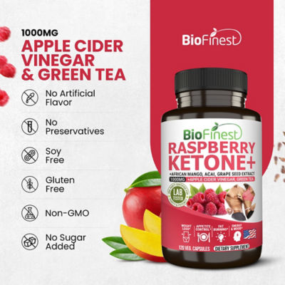 Biofinest 覆盆子酮1000毫克補充劑（120粒素食膠囊） 8