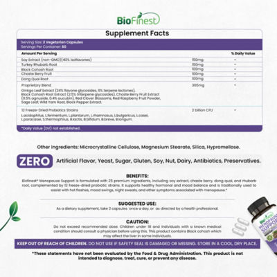Biofinest 更年期支持補充劑（120粒素食膠囊） 4