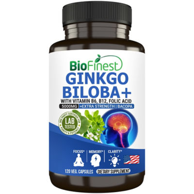 Biofinest 銀杏葉萃取物+5000毫克補充劑（120粒素食膠囊） 1