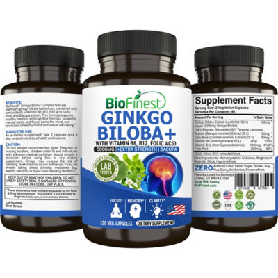 Biofinest 銀杏葉萃取物+5000毫克補充劑（120粒素食膠囊） 2