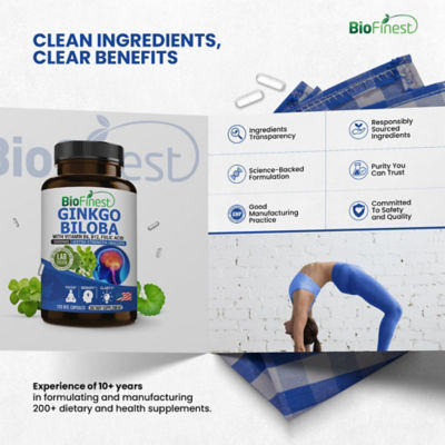 Biofinest 銀杏葉萃取物+5000毫克補充劑（120粒素食膠囊） 9