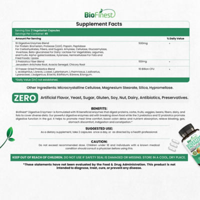 Biofinest 消化酵素補充劑（90 粒素食膠囊） 4