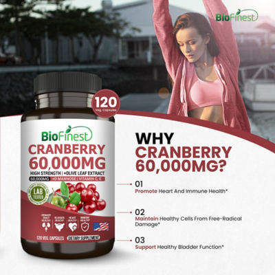 Biofinest 蔓越莓 60000 毫克萃取物補充劑（120 粒素食膠囊） 6