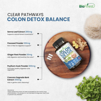 Biofinest Colon Detox Probiotics Enzyme Weight Loss Bloating (120 Veg. Capsules) 7