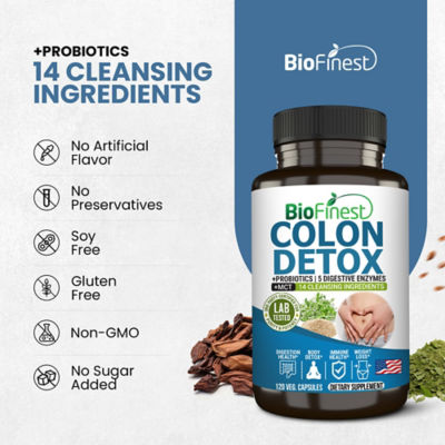 Biofinest Colon Detox Probiotics Enzyme Weight Loss Bloating (120 Veg. Capsules) 8