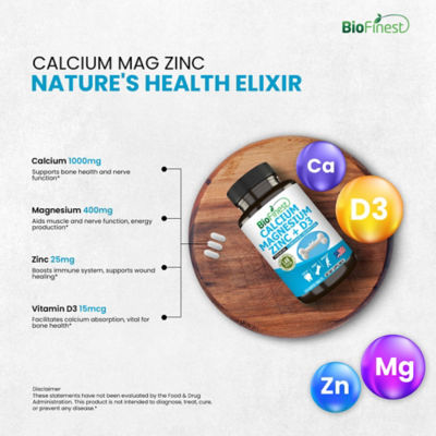 Biofinest 鈣鎂鋅維生素 D3 補充品（120 片包衣片） 7