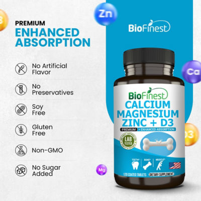 Biofinest 鈣鎂鋅維生素 D3 補充品（120 片包衣片） 8