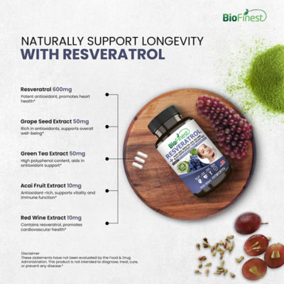 Biofinest 白藜蘆醇 1200 毫克補充劑（60粒素食膠囊） 7