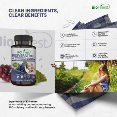 Biofinest 白藜蘆醇 1200 毫克補充劑（60粒素食膠囊） 9