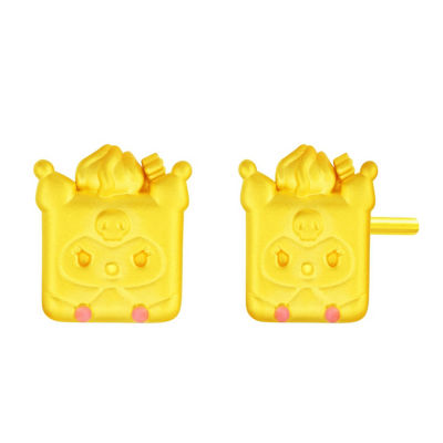 Goldheart 999 Gold Sanrio Characters KoroKoro Sweets Kuromi Earrings 1