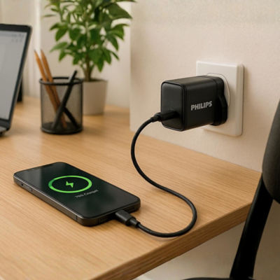 Philips 30W Fast Charge Wall Charger & 65W USB C to C 1 Meter Cable Set 5