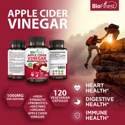 Biofinest 蘋果醋 ACV 1000mg 補充劑（120 粒素食膠囊） 3