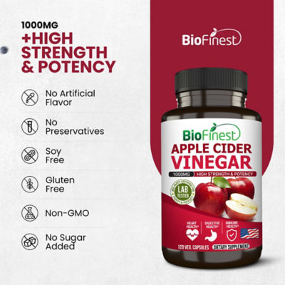 Biofinest 蘋果醋 ACV 1000mg 補充劑（120 粒素食膠囊） 8