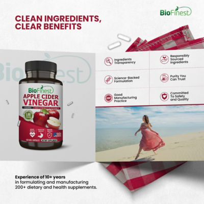 Biofinest 蘋果醋 ACV 1000mg 補充劑（120 粒素食膠囊） 9