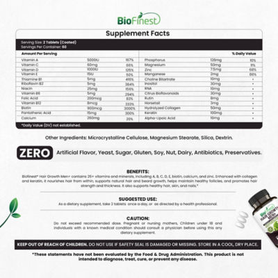 Biofinest 男士生髮補充品（120 片包衣片） 4