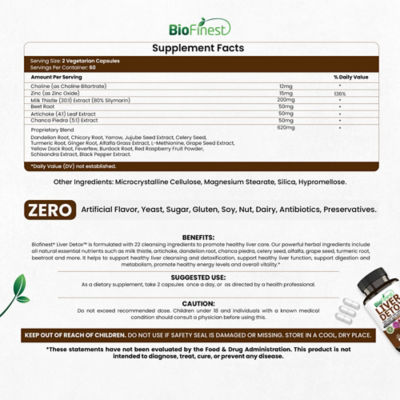Biofinest 肝臟排毒補充劑（120 粒素食膠囊） 4
