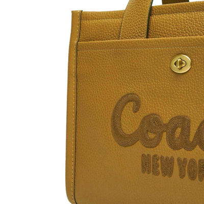 COACH Pebble Leather Cargo Tote Bag Honey Brown CAM75 4