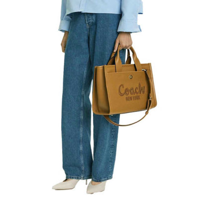 COACH Pebble Leather Cargo Tote Bag Honey Brown CAM75 6