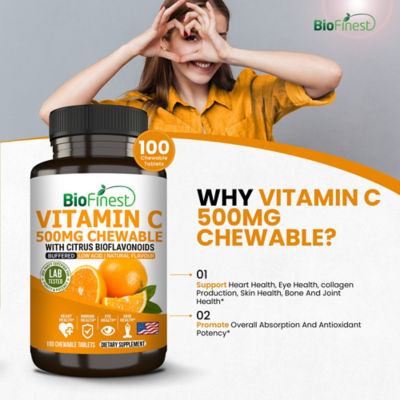Biofinest 緩衝型維生素 C 500 毫克補充劑（100 片咀嚼錠） 6