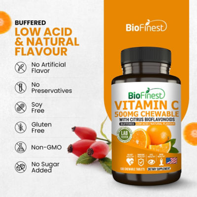 Biofinest 緩衝型維生素 C 500 毫克補充劑（100 片咀嚼錠） 8