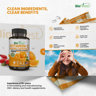 Biofinest 緩衝型維生素 C 500 毫克補充劑（100 片咀嚼錠） 9