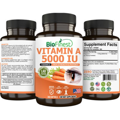 Biofinest Vitamin A 5000IU Supplement (360 Softgels) 2