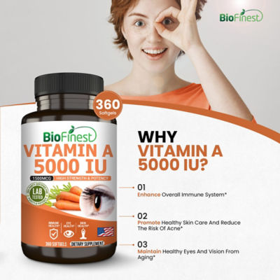 Biofinest Vitamin A 5000IU Supplement (360 Softgels) 6