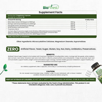 Biofinest血糖支持补充剂（120 粒素食胶囊） 3