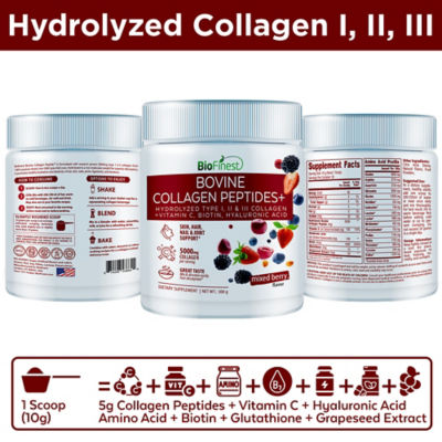 Biofinest 牛膠原蛋白肽粉 5000mg 護膚維生素 C 漿果 2