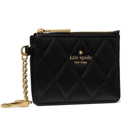 KATE SPADE Quilted Key Ring Card Holder Black KN772 2