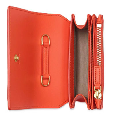 MCM Himmel Crossbody Wallet in Embossed Logo Leather (Orange) 3
