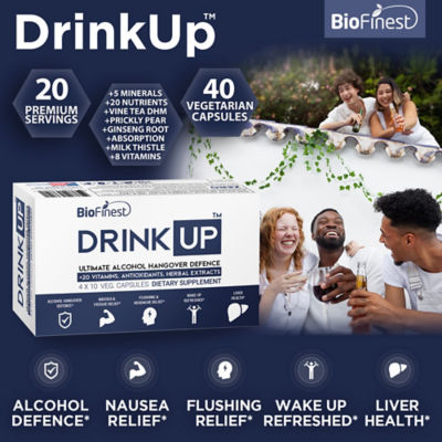Biofinest DrinkUp Alcohol Detox Hangover Relief Supplement (40 Veg. Capsules) 3