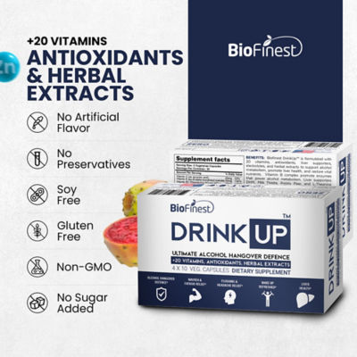 Biofinest DrinkUp Alcohol Detox Hangover Relief Supplement (40 Veg. Capsules) 8