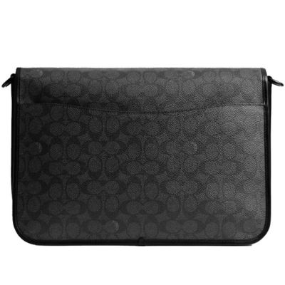 COACH Hitch Messenger Bag In Signature Canvas Charcoal CAH92 3