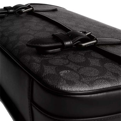 COACH Hitch Messenger Bag In Signature Canvas Charcoal CAH92 5