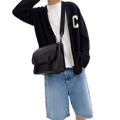COACH Hitch Messenger Bag In Signature Canvas Charcoal CAH92 6