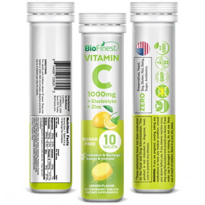Biofinest 【3包组合装】Biofinest 维生素C 1000毫克 电解质锌泡腾片补充剂（10片） 8