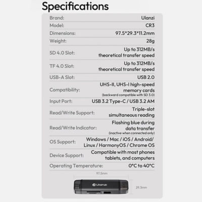 Ulanzi CR3 3in1 Memory Card Reader 10