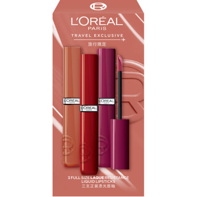L'ORÉAL PARIS 巴黎欧莱雅恒放溢彩印迹漆光唇釉三支装 1