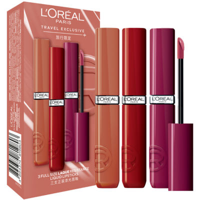 L'ORÉAL PARIS 巴黎欧莱雅恒放溢彩印迹漆光唇釉三支装 5