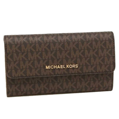 MICHAEL KORS Jet Set Travel Large Trifold Wallet In Signature Coated Canvas Brown 35F8GTVF3B 2