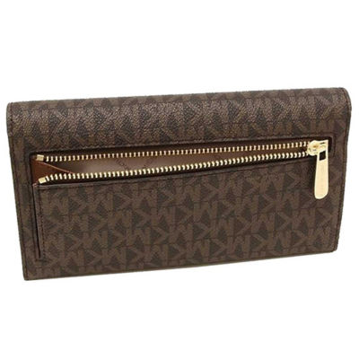 MICHAEL KORS Jet Set Travel Large Trifold Wallet In Signature Coated Canvas Brown 35F8GTVF3B 3