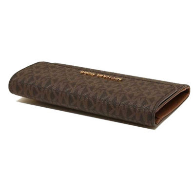 MICHAEL KORS Jet Set Travel Large Trifold Wallet In Signature Coated Canvas Brown 35F8GTVF3B 6