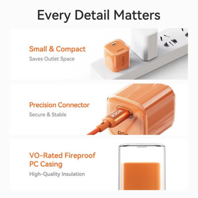 ROCK T89 GaN PD 60W Charger With Type-C Fast Charging Cable 7