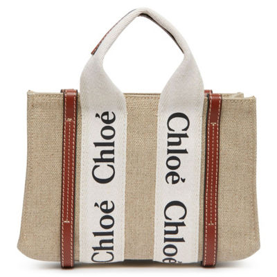 CHLOE Mini Woody Tote Bag White Brown CHC22AP237I2690U 3