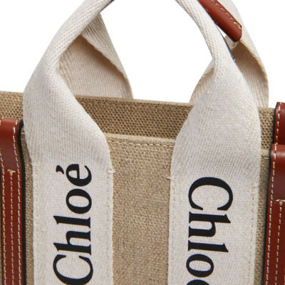 CHLOE Mini Woody Tote Bag White Brown CHC22AP237I2690U 5